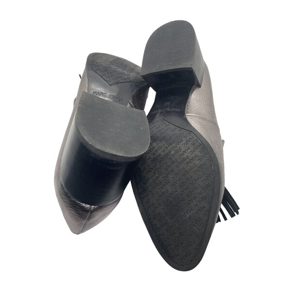 Marc Fisher Silver Pebbled Leather Heeled Loafer Style - Picture 5 of 5